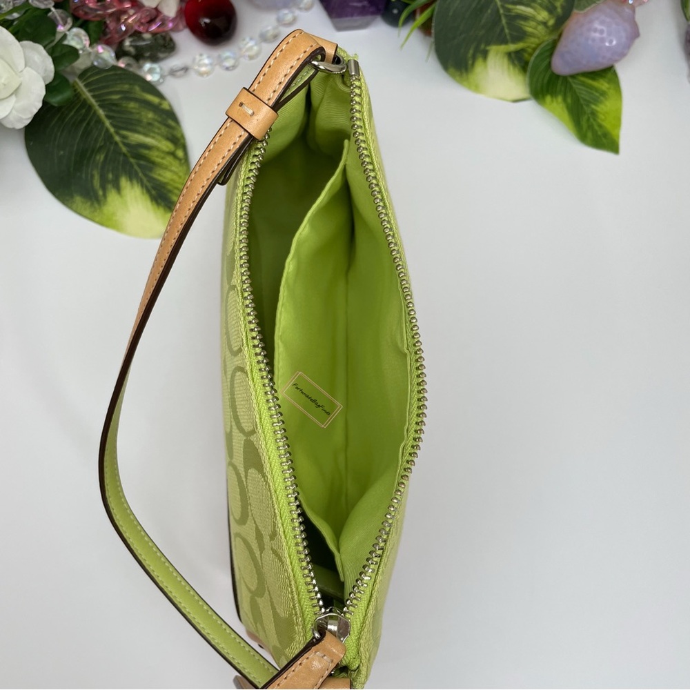 Green Y2K Vintage Coach 6094 Demi Pochette Pouch Mini Bag Strawberry Charm SET - Picture 14 of 14